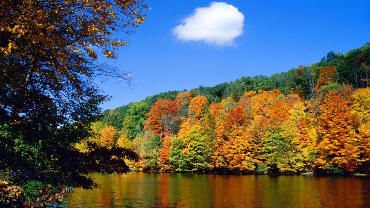 Autumn, Fall, Rivers, Lakes, Reflection, Sky, Clouds, Landscapes ...