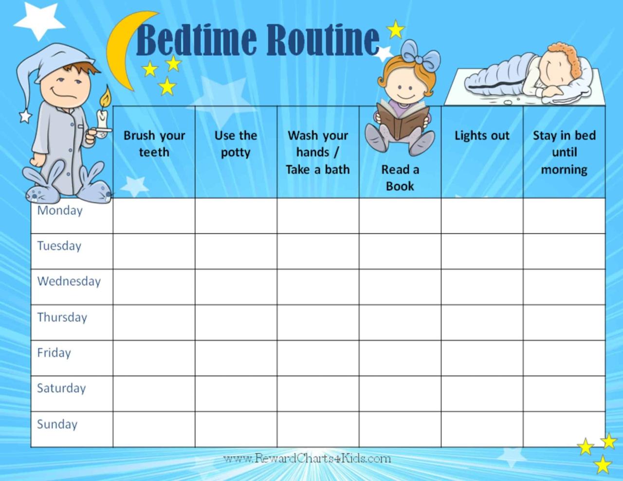 Free Printable Bedtime Routine Chart | Customize Online then Print Free Printable Bedtime Routine Chart | Customize Online then Print