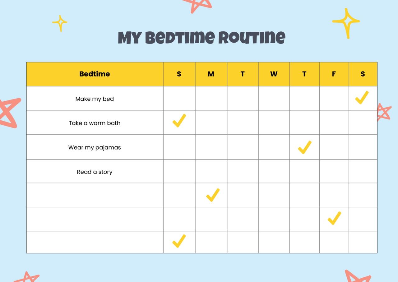 Bedtime Routine Chart in Illustrator, PDF - Download | Template.net