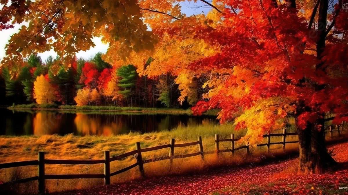 Fall Season Wallpaper Background, The Beautiful Landscape Of The Autumn ...